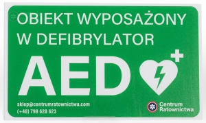 Tablica informacyjna wewnętrzna “obiekt wyposażony w defibrylator AED"