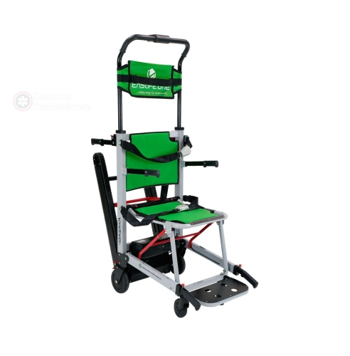 Krzesło ewakuacyjne EVEREST – widok 3/4 w pozycji roboczej, napęd elektryczny